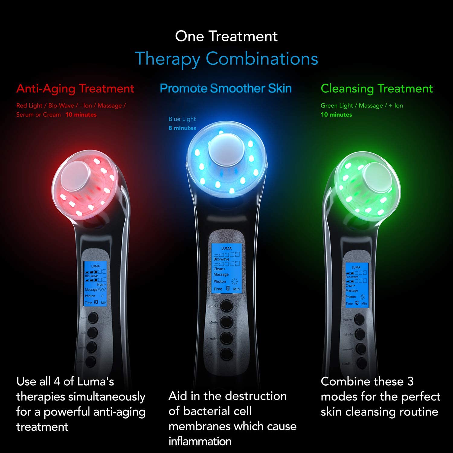 Pure Daily Care Luma - 4 in 1 Skin Therapy Wand - Ion Therapy LED Light Machine - Wave Stimulation- Massage - Anti Aging - Lift & Firm Tighten Skin Wrinkles - Image 5